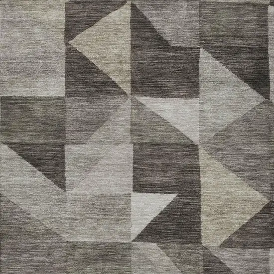 Taupe And Beige Geometric Washable Indoor Outdoor Area Rug Photo 2