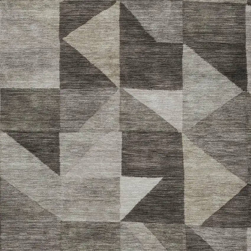 Taupe And Beige Geometric Washable Indoor Outdoor Area Rug Photo 2