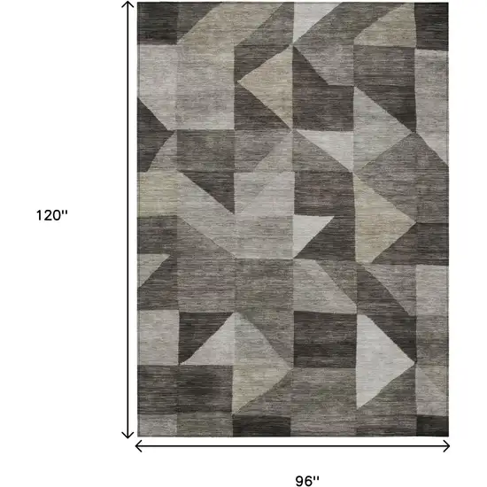 Taupe And Beige Geometric Washable Indoor Outdoor Area Rug Photo 7