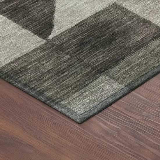Taupe And Beige Geometric Washable Indoor Outdoor Area Rug Photo 5