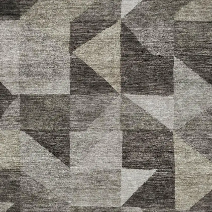 Taupe And Beige Geometric Washable Indoor Outdoor Area Rug Photo 2