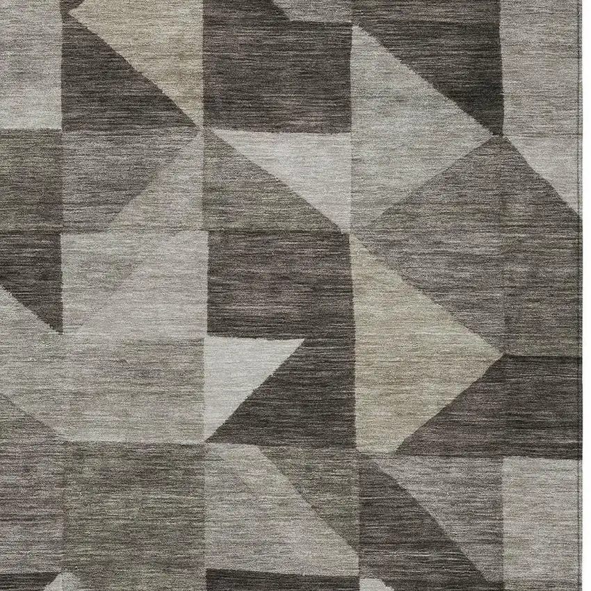 Taupe And Beige Geometric Washable Indoor Outdoor Area Rug Photo 2