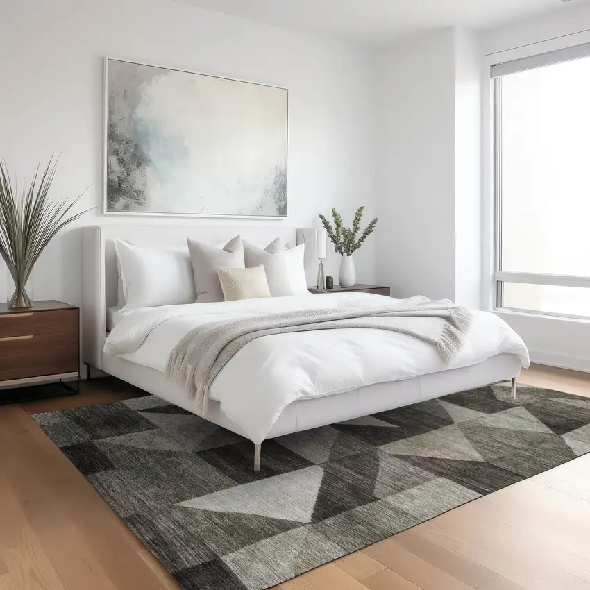 Taupe And Beige Geometric Washable Indoor Outdoor Area Rug Photo 6