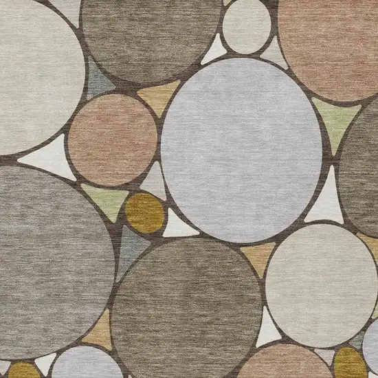 Taupe And Beige Geometric Washable Indoor Outdoor Area Rug Photo 3