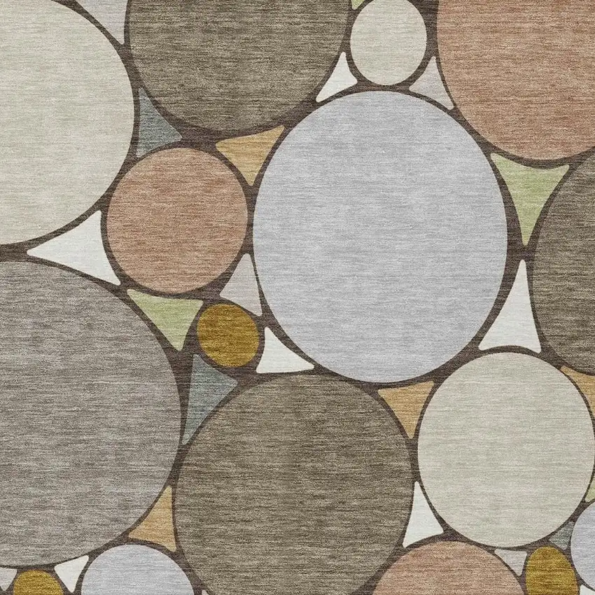Taupe And Beige Geometric Washable Indoor Outdoor Area Rug Photo 3