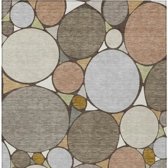 Taupe And Beige Geometric Washable Indoor Outdoor Area Rug Photo 4