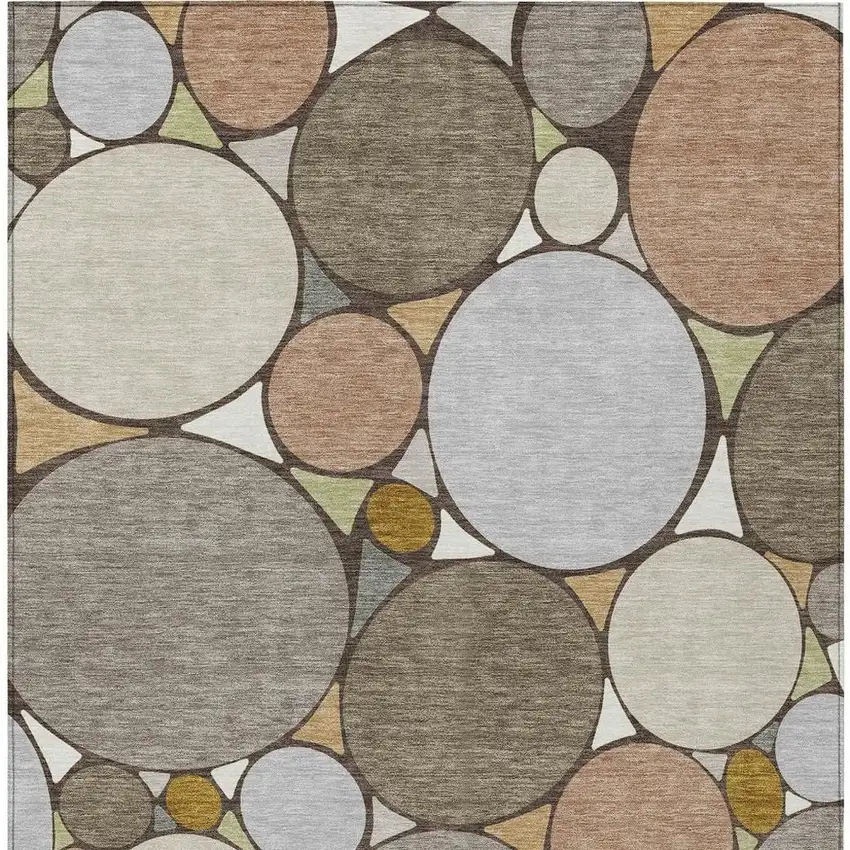 Taupe And Beige Geometric Washable Indoor Outdoor Area Rug Photo 4