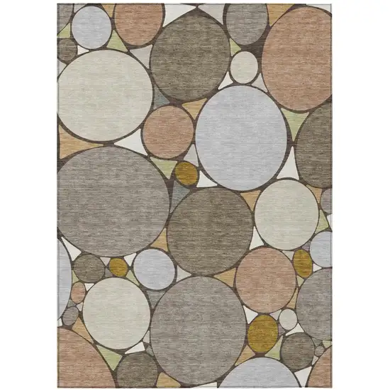Taupe And Beige Geometric Washable Indoor Outdoor Area Rug Photo 2