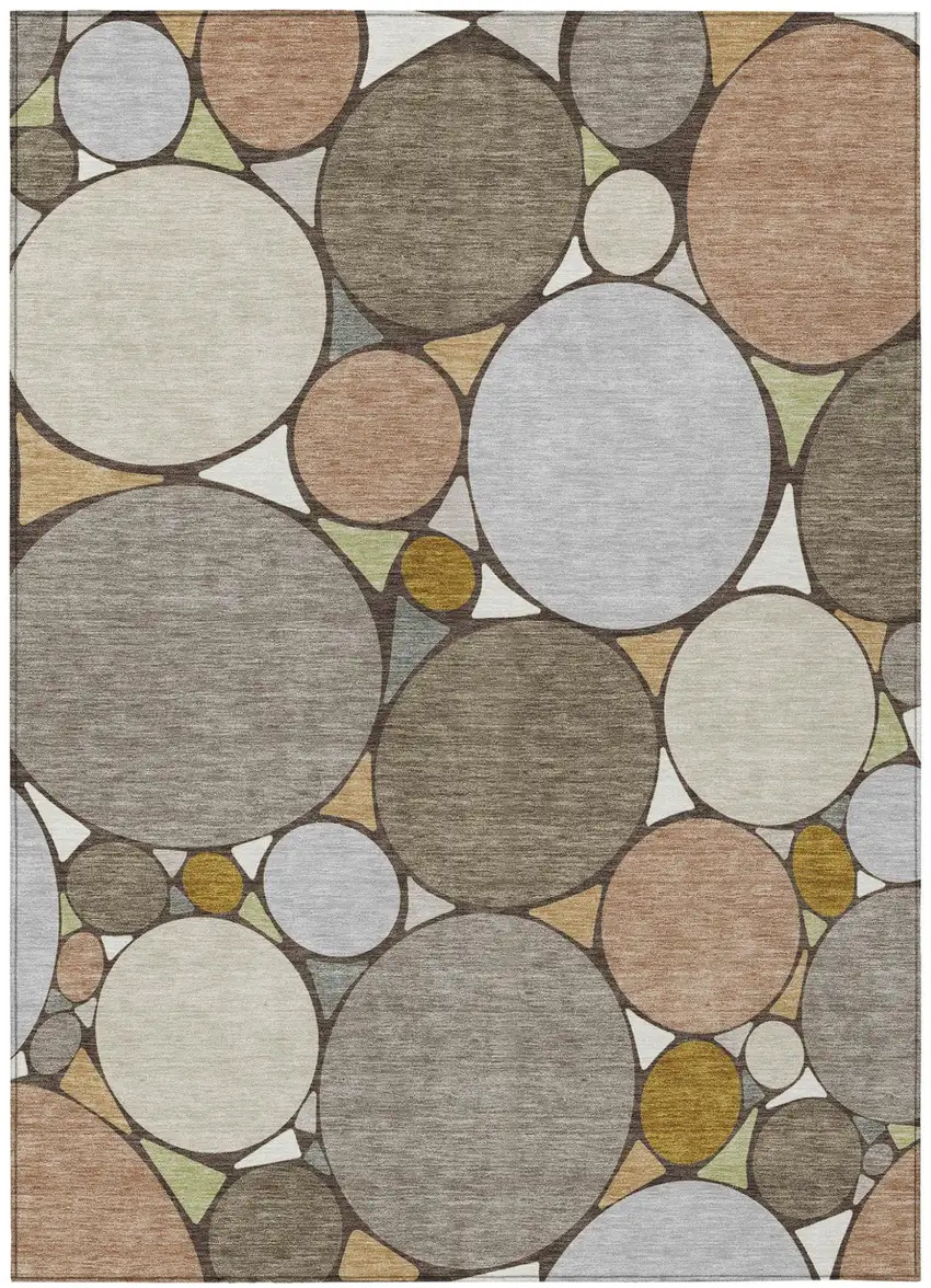 Taupe And Beige Geometric Washable Indoor Outdoor Area Rug Photo 2