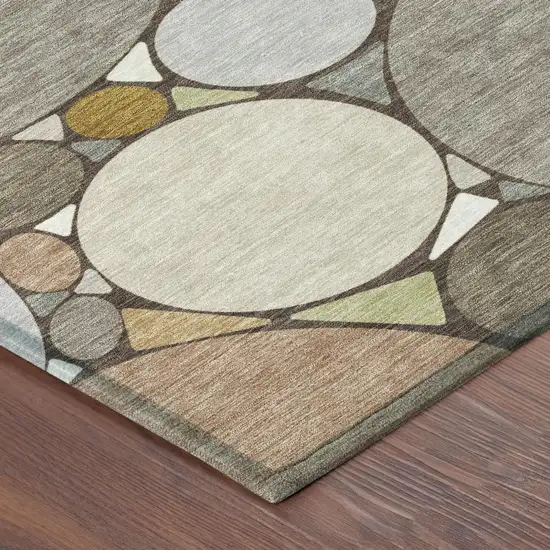 Taupe And Beige Geometric Washable Indoor Outdoor Area Rug Photo 5