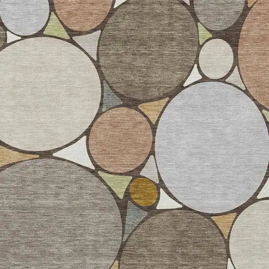 Taupe And Beige Geometric Washable Indoor Outdoor Area Rug Photo 3