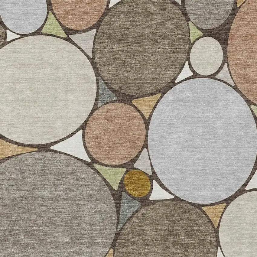 Taupe And Beige Geometric Washable Indoor Outdoor Area Rug Photo 3
