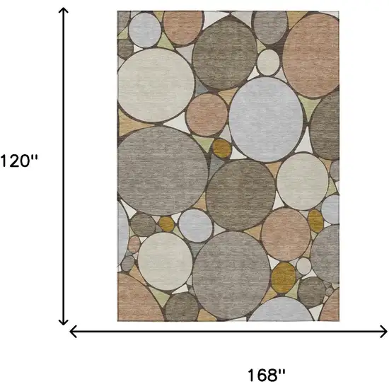 Taupe And Beige Geometric Washable Indoor Outdoor Area Rug Photo 7