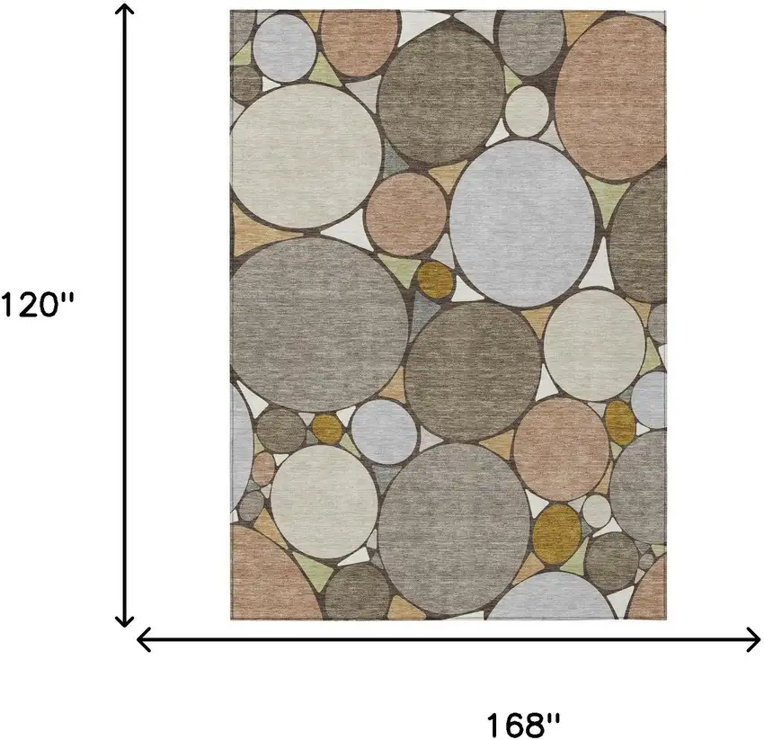 Taupe And Beige Geometric Washable Indoor Outdoor Area Rug Photo 7