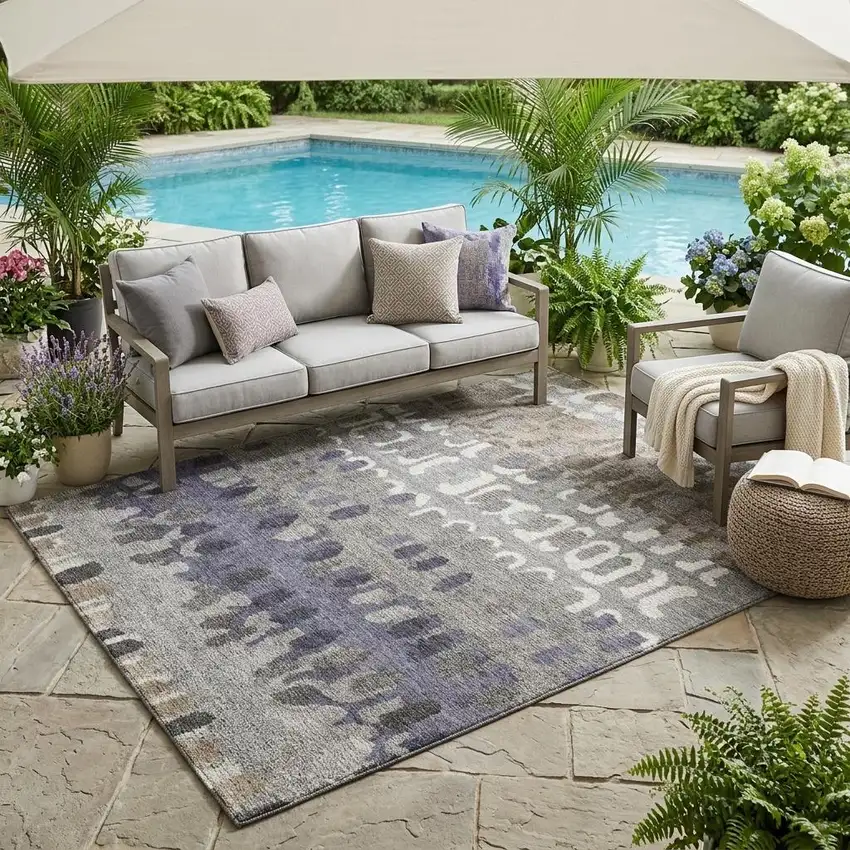 Taupe And Beige Geometric Washable Indoor Outdoor Area Rug Photo 1