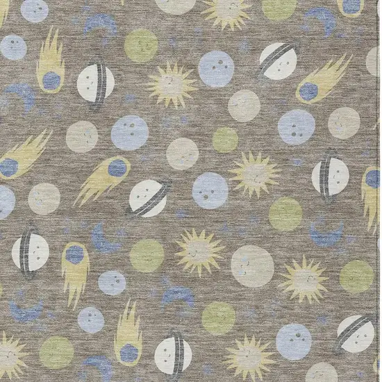 Taupe And Beige Geometric Washable Indoor Outdoor Area Rug Photo 2