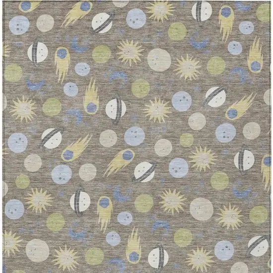Taupe And Beige Geometric Washable Indoor Outdoor Area Rug Photo 3