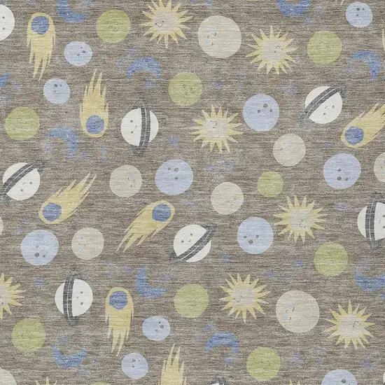 Taupe And Beige Geometric Washable Indoor Outdoor Area Rug Photo 2