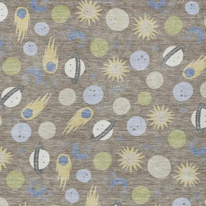 Taupe And Beige Geometric Washable Indoor Outdoor Area Rug Photo 2