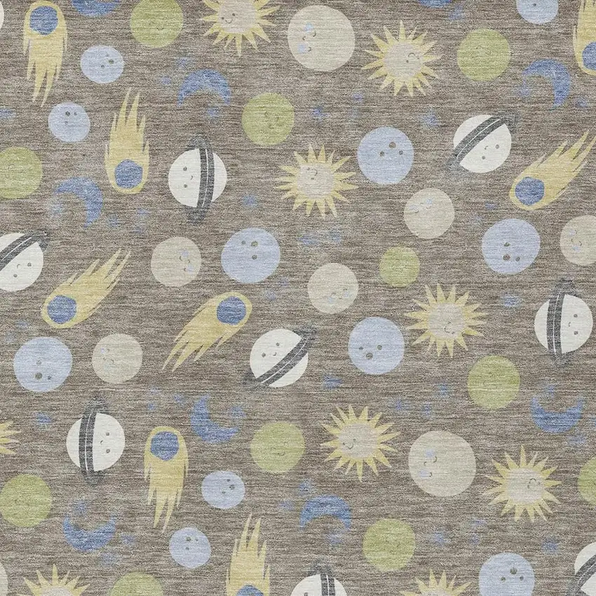 Taupe And Beige Geometric Washable Indoor Outdoor Area Rug Photo 2