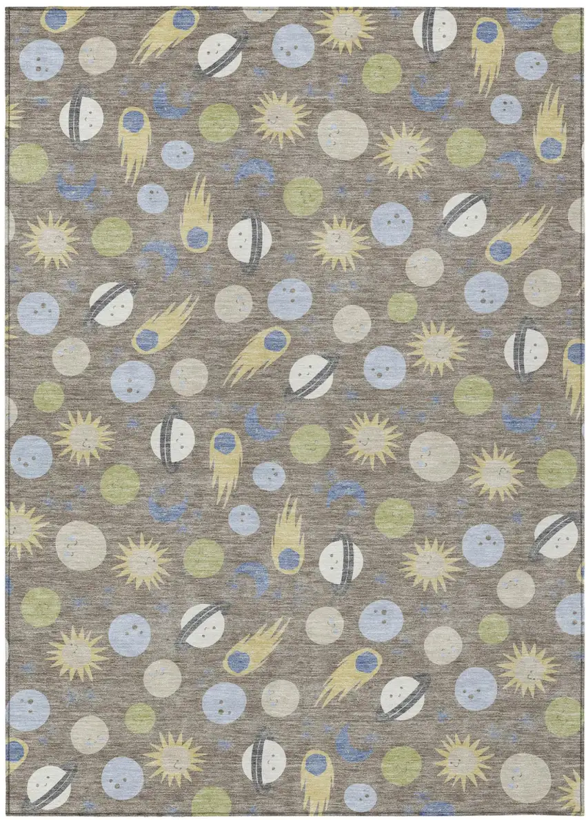 Taupe And Beige Geometric Washable Indoor Outdoor Area Rug Photo 1