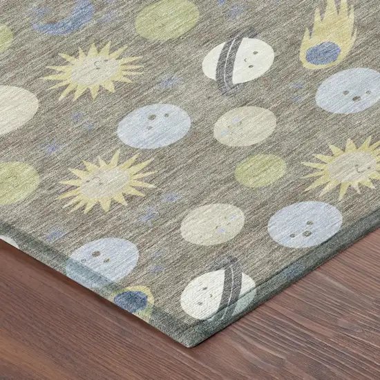 Taupe And Beige Geometric Washable Indoor Outdoor Area Rug Photo 4