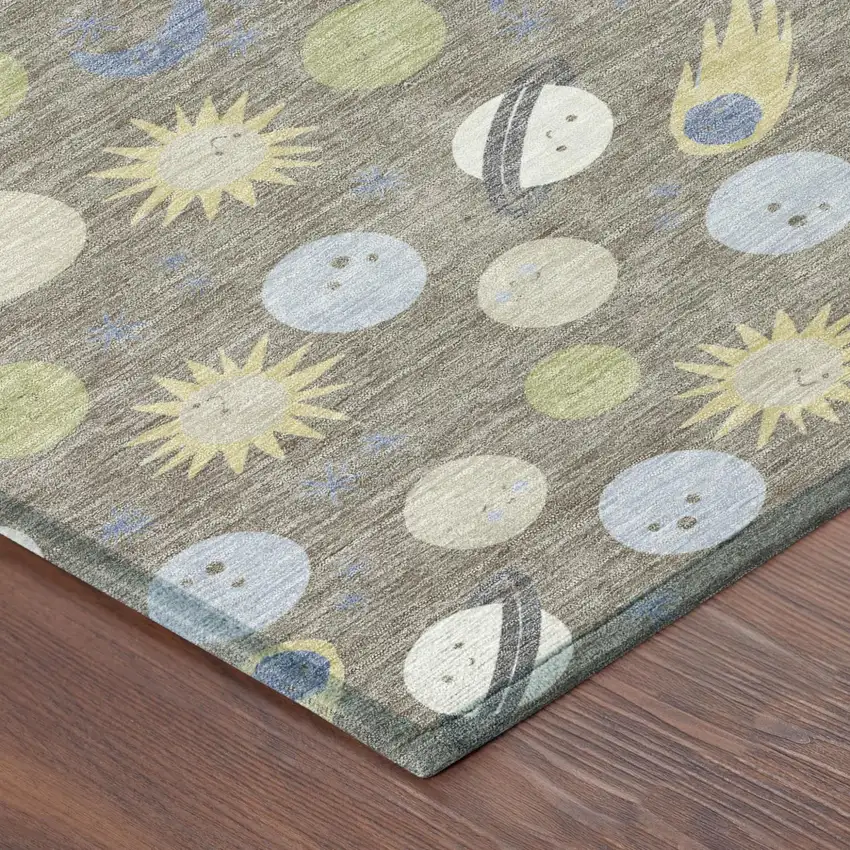 Taupe And Beige Geometric Washable Indoor Outdoor Area Rug Photo 4