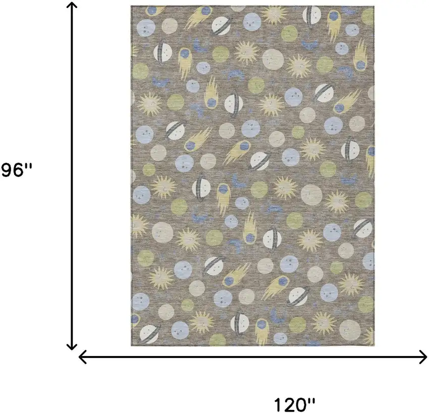 Taupe And Beige Geometric Washable Indoor Outdoor Area Rug Photo 6