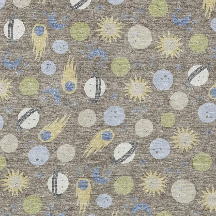 Taupe And Beige Geometric Washable Indoor Outdoor Area Rug Photo 2