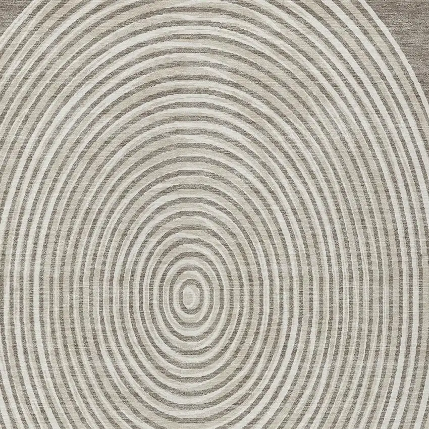 Taupe And Beige Geometric Washable Indoor Outdoor Area Rug Photo 5