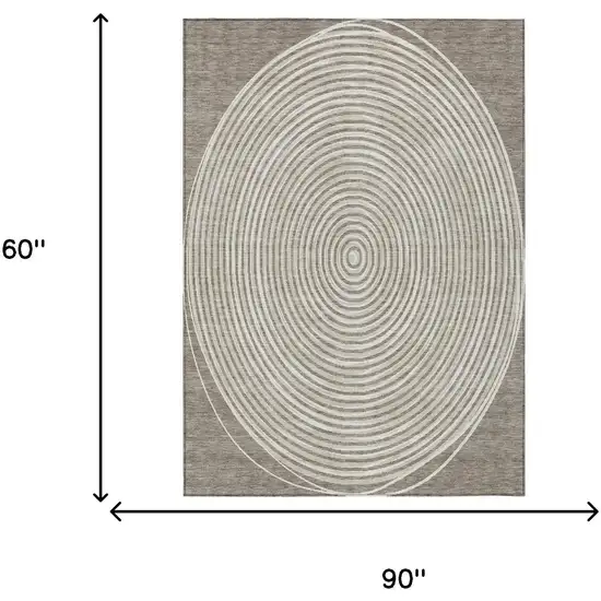 Taupe And Beige Geometric Washable Indoor Outdoor Area Rug Photo 9