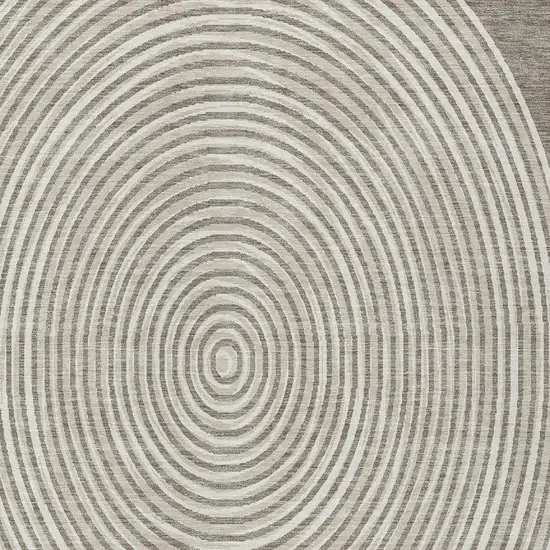 Taupe And Beige Geometric Washable Indoor Outdoor Area Rug Photo 3