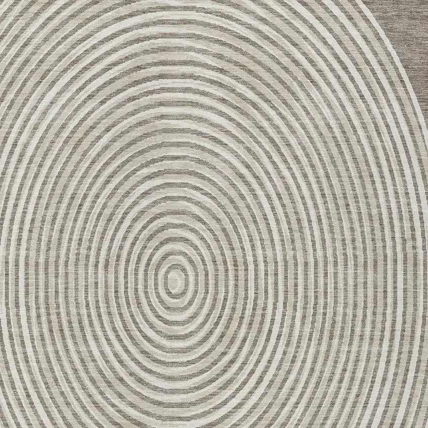 Taupe And Beige Geometric Washable Indoor Outdoor Area Rug Photo 3
