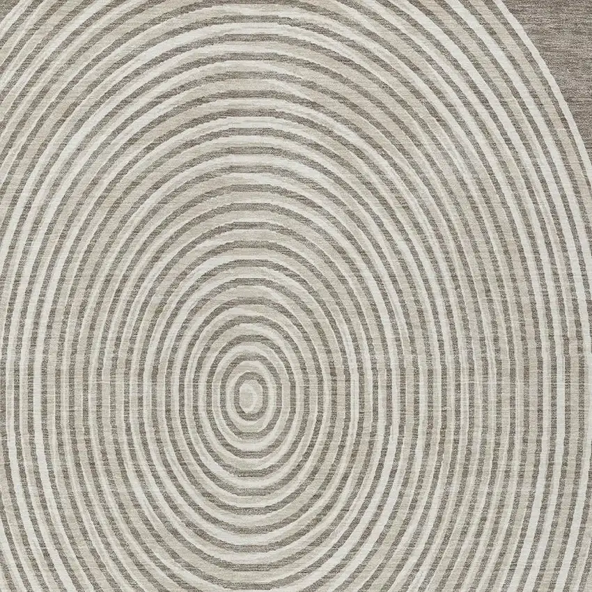 Taupe And Beige Geometric Washable Indoor Outdoor Area Rug Photo 5