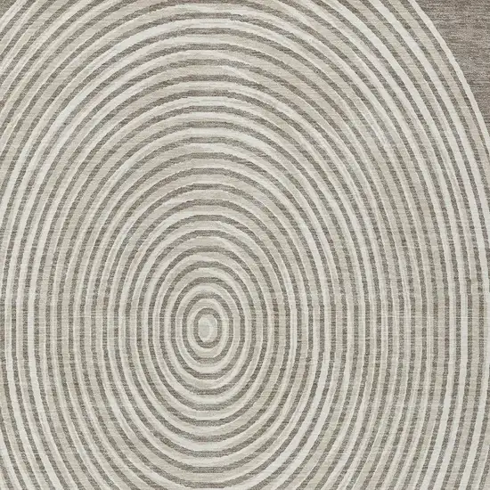Taupe And Beige Geometric Washable Indoor Outdoor Area Rug Photo 5