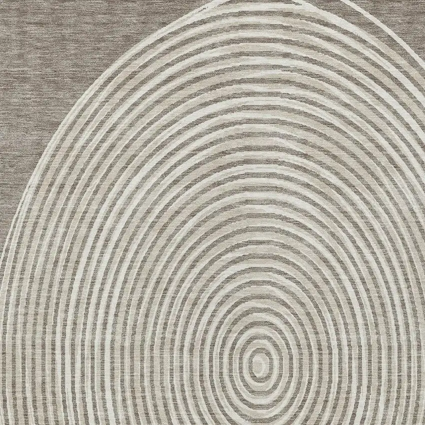 Taupe And Beige Geometric Washable Indoor Outdoor Area Rug Photo 3