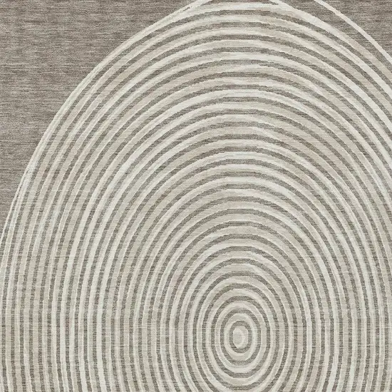 Taupe And Beige Geometric Washable Indoor Outdoor Area Rug Photo 3