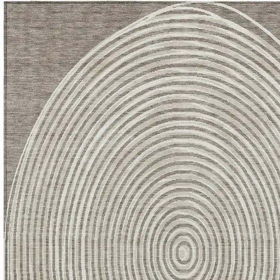 Taupe And Beige Geometric Washable Indoor Outdoor Area Rug Photo 3