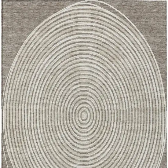 Taupe And Beige Geometric Washable Indoor Outdoor Area Rug Photo 6