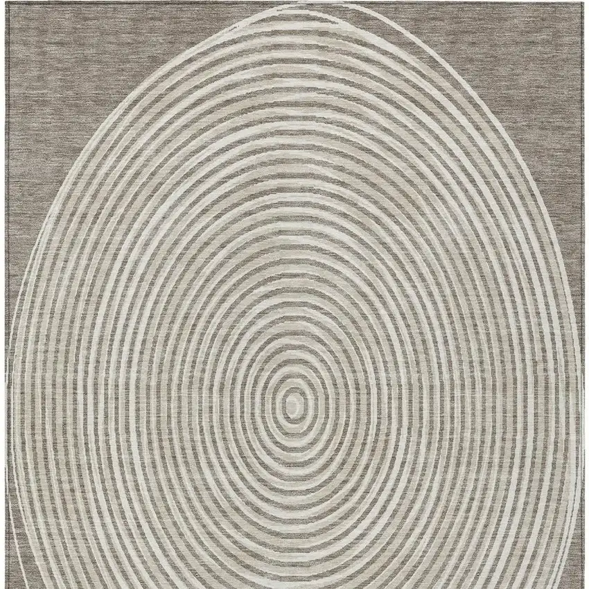 Taupe And Beige Geometric Washable Indoor Outdoor Area Rug Photo 6