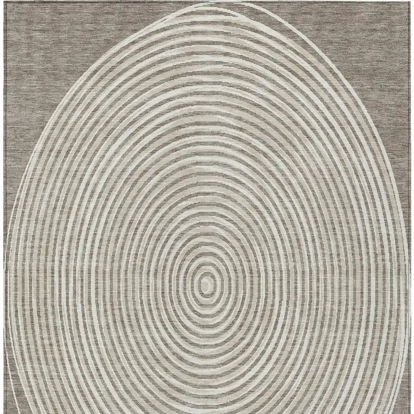 Taupe And Beige Geometric Washable Indoor Outdoor Area Rug Photo 4