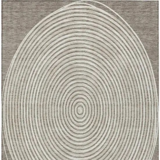 Taupe And Beige Geometric Washable Indoor Outdoor Area Rug Photo 4
