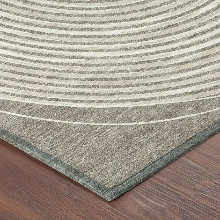 Taupe And Beige Geometric Washable Indoor Outdoor Area Rug Photo 7
