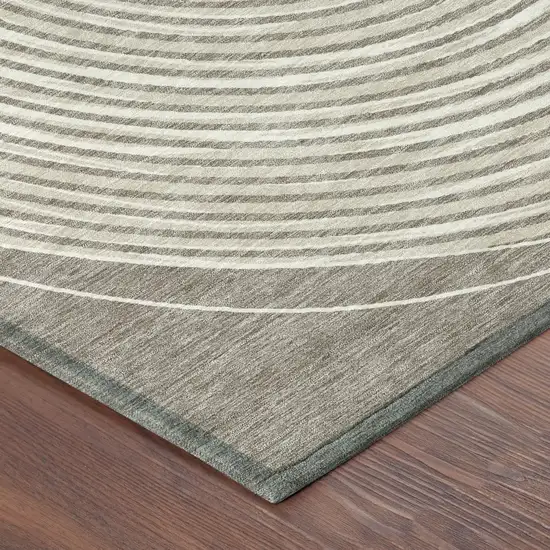 Taupe And Beige Geometric Washable Indoor Outdoor Area Rug Photo 7