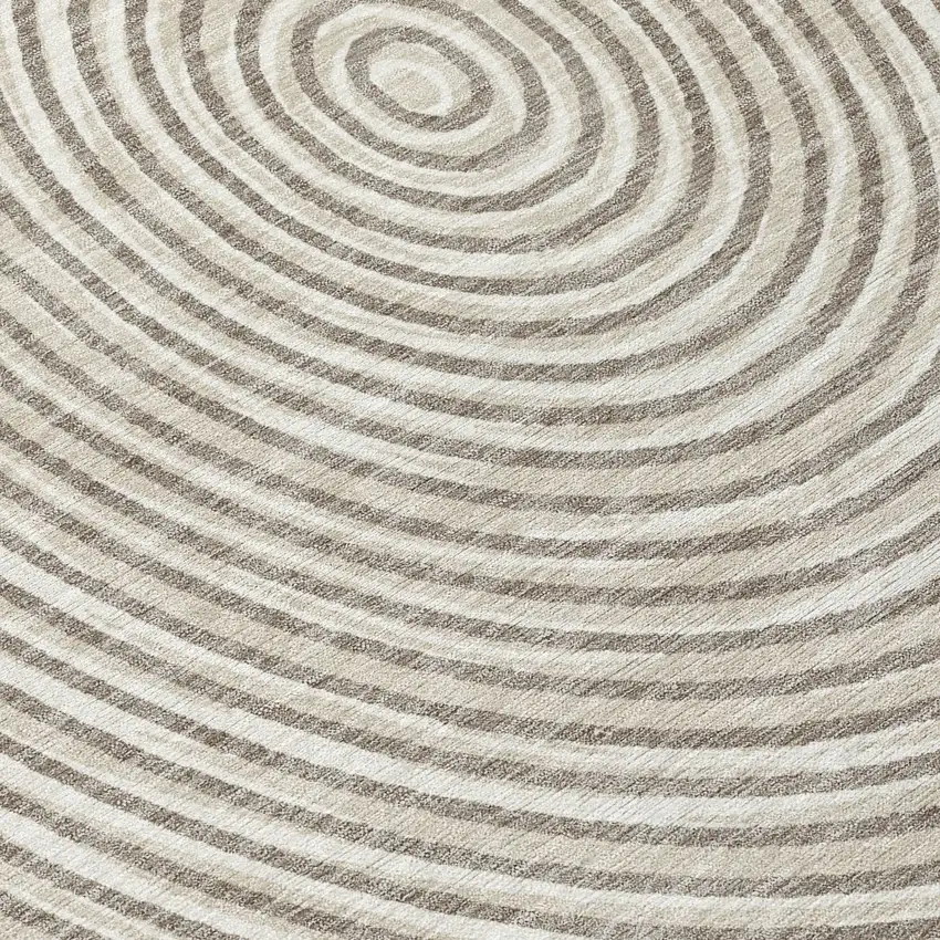Taupe And Beige Geometric Washable Indoor Outdoor Area Rug Photo 8