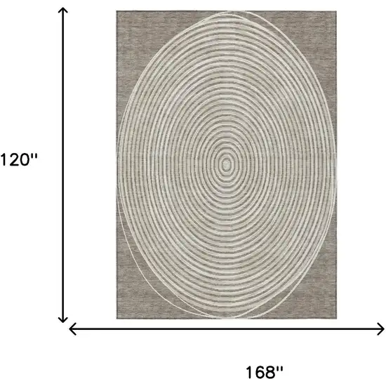 Taupe And Beige Geometric Washable Indoor Outdoor Area Rug Photo 9