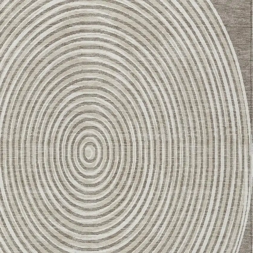 Taupe And Beige Geometric Washable Indoor Outdoor Area Rug Photo 5