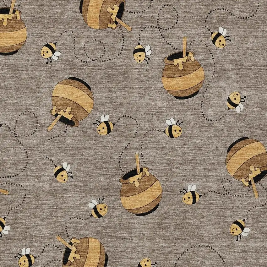 Taupe And Beige Geometric Washable Indoor Outdoor Area Rug Photo 5