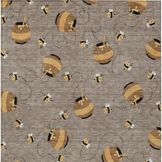 Taupe And Beige Geometric Washable Indoor Outdoor Area Rug Photo 4