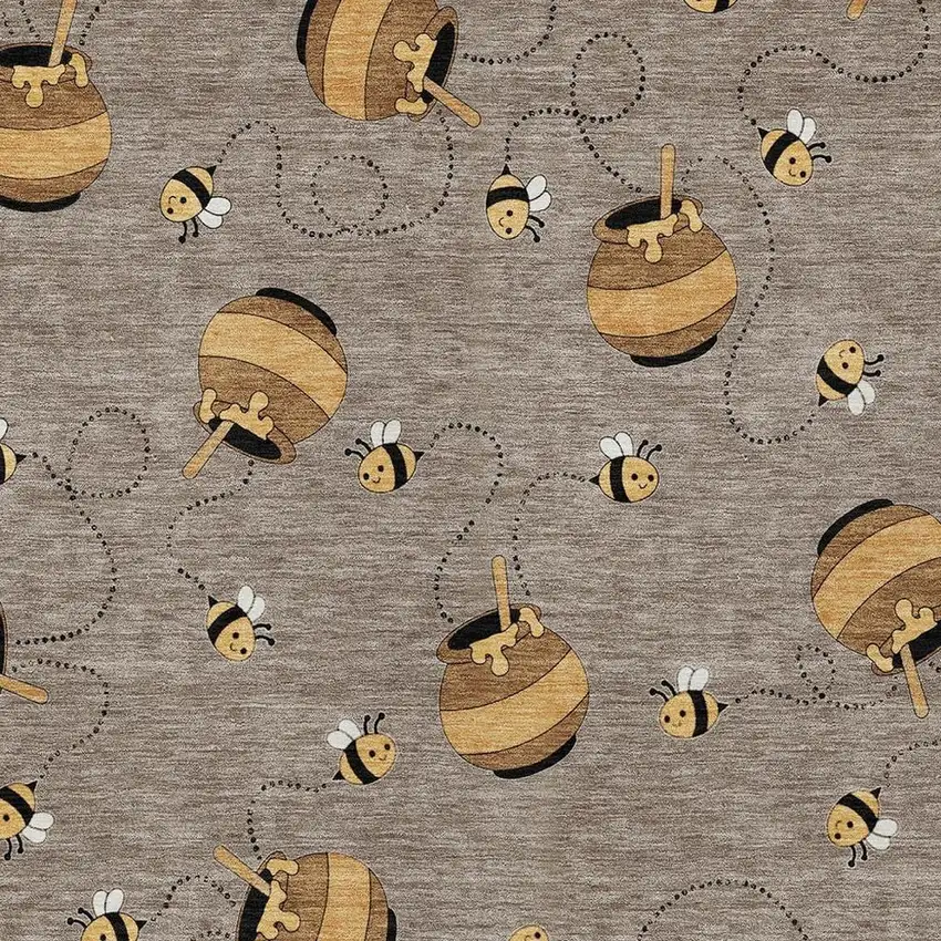 Taupe And Beige Geometric Washable Indoor Outdoor Area Rug Photo 3